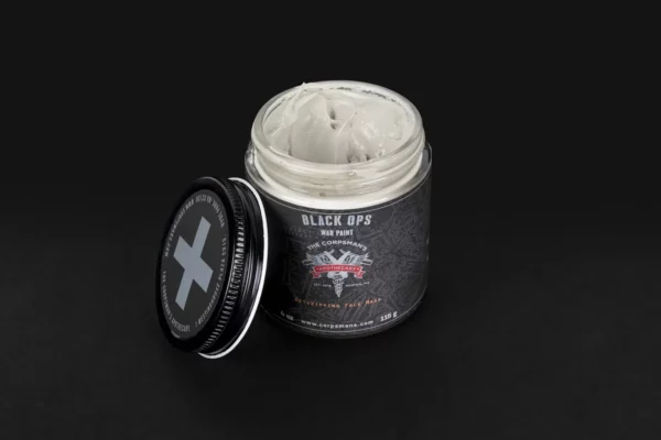 Corpsman's Apothecary Black Ops Face Mask jar open and showing product inside