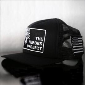 black hat with The Heroes Project embroidered logo